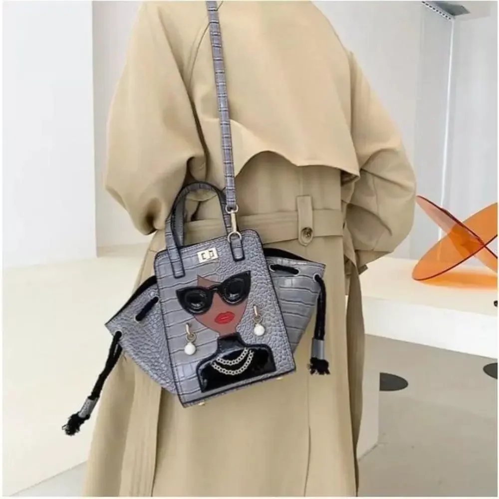 Vintage Style Square Shaped Handbag In Gray